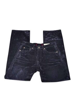 Zara Woman Mid Rise Relaxed Blue Velvet Effect 5 Pocket Style Jeans Western 4